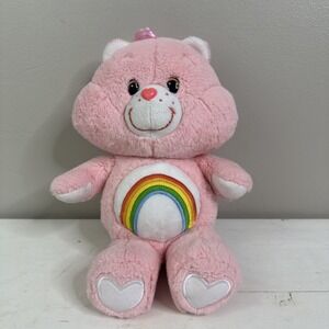 Care Bears Cheer Bear Rainbow Bright Pink Large 12 Jumbo Stuffed Plush Just Play